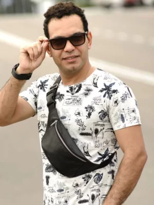 мужская бананка кожаная S-811/1M