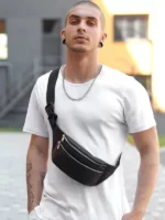 мужская бананка кожаная S-811/1