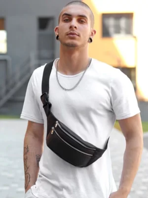 мужская бананка кожаная S-811/1