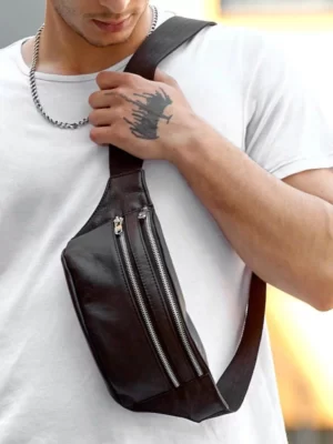 мужская бананка кожаная S-811/1