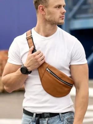 мужская бананка кожаная S-821/121