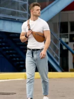 мужская бананка кожаная S-821/121