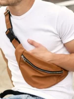 мужская бананка кожаная S-821/121